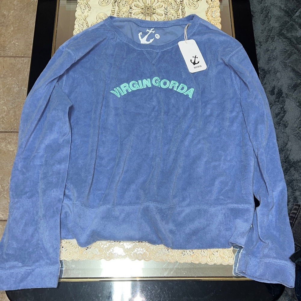 Hiho light blue terrycloth crew neck sweatshirt